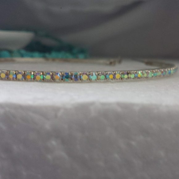 Large Hoop AB Rhinestone Earrings Statement Runway - Picture 9 of 11